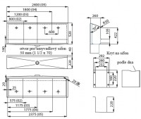 Pisoárový žlab Sanela 1200 mm, skryté splachování, nerez   SLPN 03CB